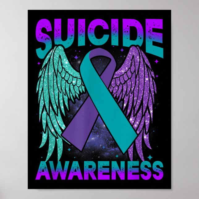 Suicide Awareness Clothing Wings Ribbon Suicide Pr Poster (Vorne)
