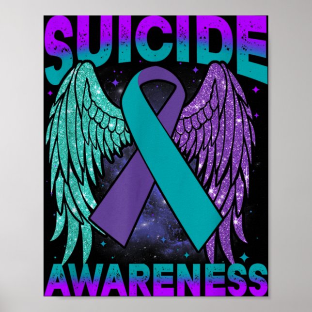 Suicide Awareness Clothing Wings Ribbon Suicide Pr Poster (Vorne)