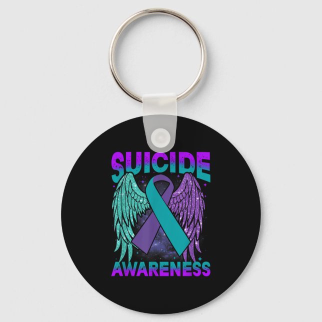 Suicide Awareness Clothing Wings Ribbon Suicide Pr Schlüsselanhänger (Vorderseite)