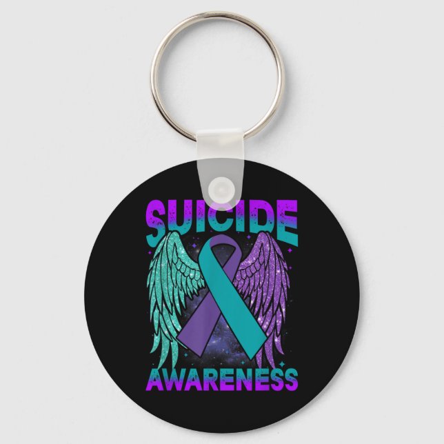 Suicide Awareness Clothing Wings Ribbon Suicide Pr Schlüsselanhänger (Vorderseite)
