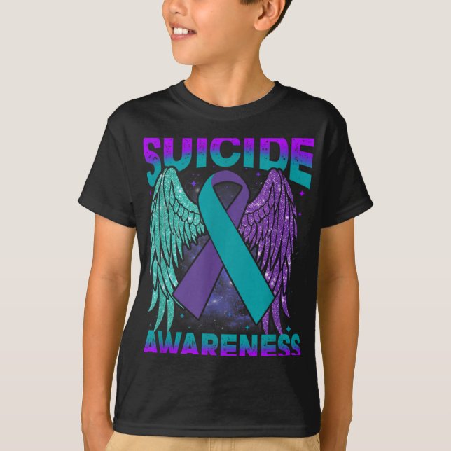 Suicide Awareness Clothing Wings Ribbon Suicide Pr T-Shirt (Vorderseite)