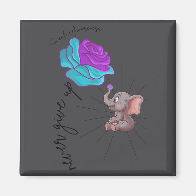 Suicide Awareness Flower Elephant Ribbon Graphic  Magnet (Vorne)
