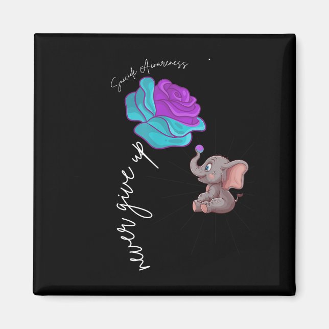 Suicide Awareness Flower Elephant Ribbon Graphic  Magnet (Vorne)