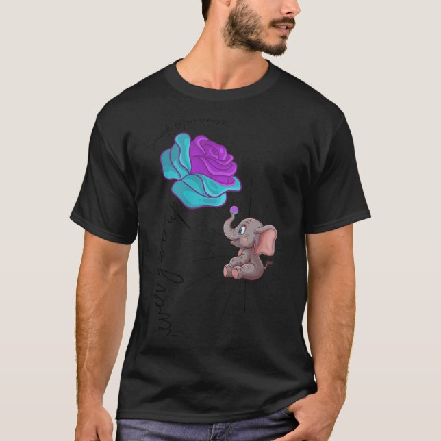 Suicide Awareness Flower Elephant Ribbon Graphic  T-Shirt (Vorderseite)