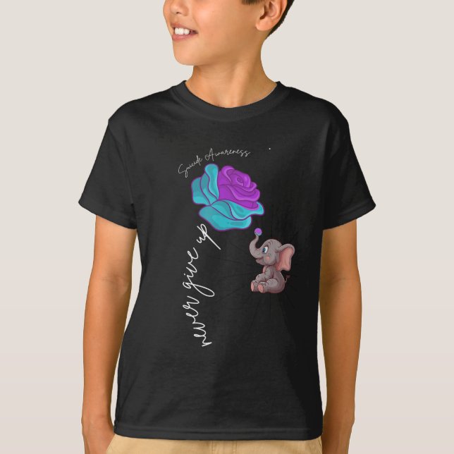 Suicide Awareness Flower Elephant Ribbon Graphic  T-Shirt (Vorderseite)