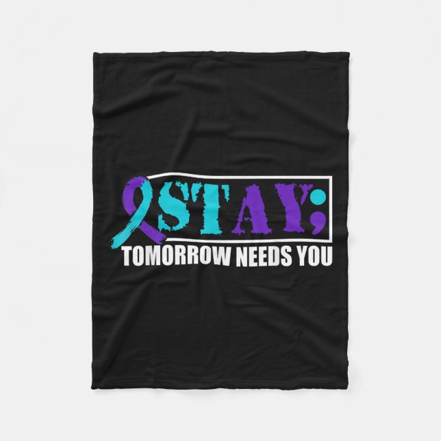 Suicide Awareness Mental Health Tomorrow Semicolon Fleecedecke (Vorderseite)