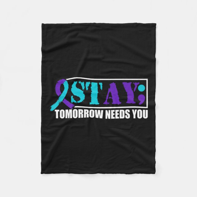 Suicide Awareness Mental Health Tomorrow Semicolon Fleecedecke (Vorderseite)