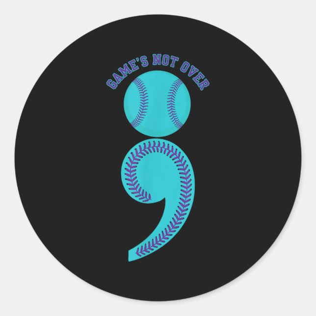 Suicide Awareness Semicolon Game's Not Over Baseba Runder Aufkleber (Vorderseite)
