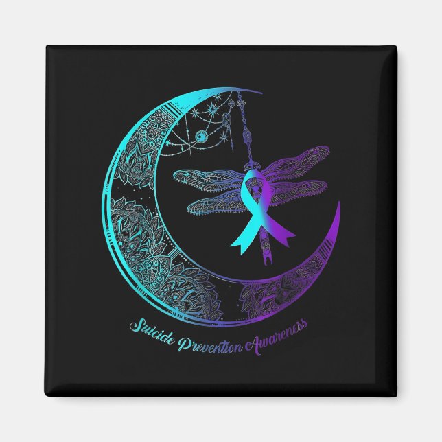 Suicide Awareness Shirt Dragonfly Moon Suicide Pre Magnet (Vorne)