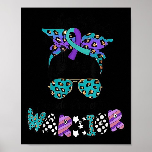 Suicide Awareness Shirt Messy Bun Hair Suicide Pre Poster (Vorne)