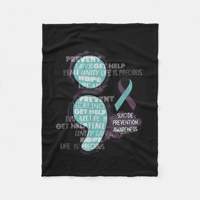 Suicide Awareness Shirt Suicide Prevention Semicol Fleecedecke (Vorderseite)