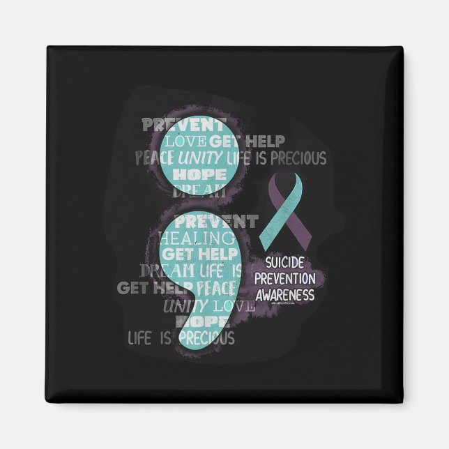 Suicide Awareness Shirt Suicide Prevention Semicol Magnet (Vorne)