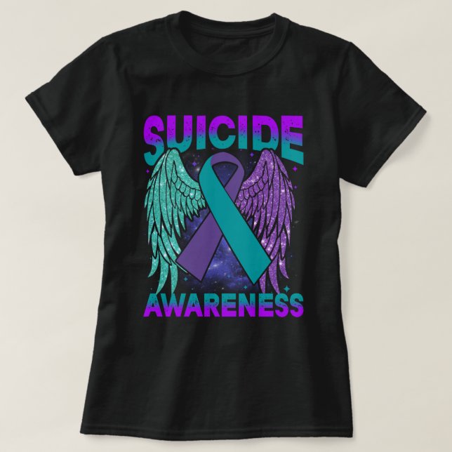 Suicide Awareness Shirt Wings and Ribbon Suicide P (Design vorne)
