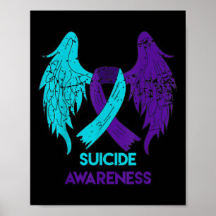 Suicide Awareness Shirt Wings And Ribbon Teal And Poster