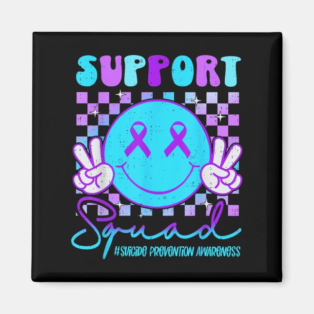 Suicide Awareness Teal &amp; Purple Ribbon Suprt G Magnet (Vorne)