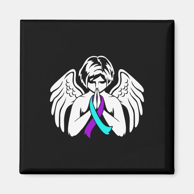 Suicide Awareness Wings Angel Ribbon Happy Support Magnet (Vorne)