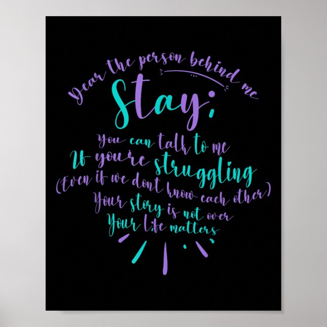 Suicide Prevention Advocate Person Behind The Caus Poster (Vorne)