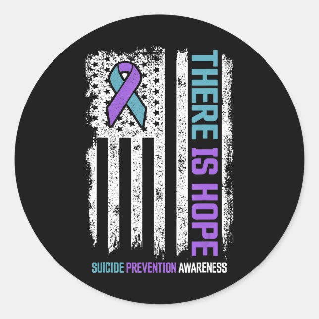 Suicide Prevention American Flag Hoffnung Suicide  Runder Aufkleber (Vorderseite)