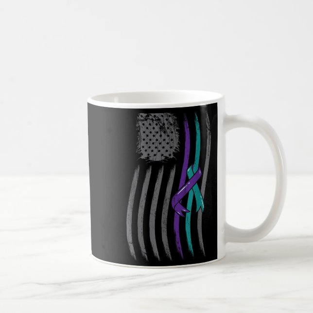Suicide Prevention American Flag Purple Awareness  Kaffeetasse (Rechts)