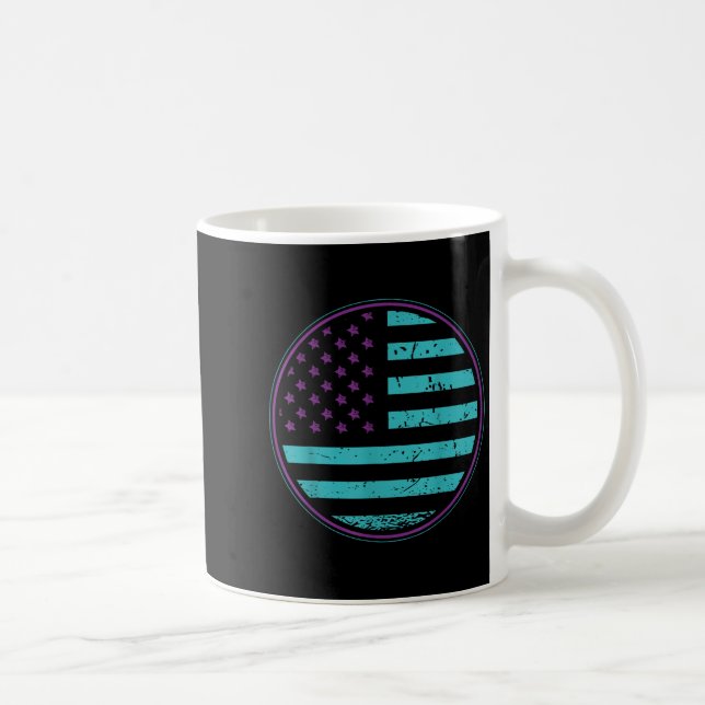 Suicide Prevention American Flag Wear Teal Purple  Kaffeetasse (Rechts)