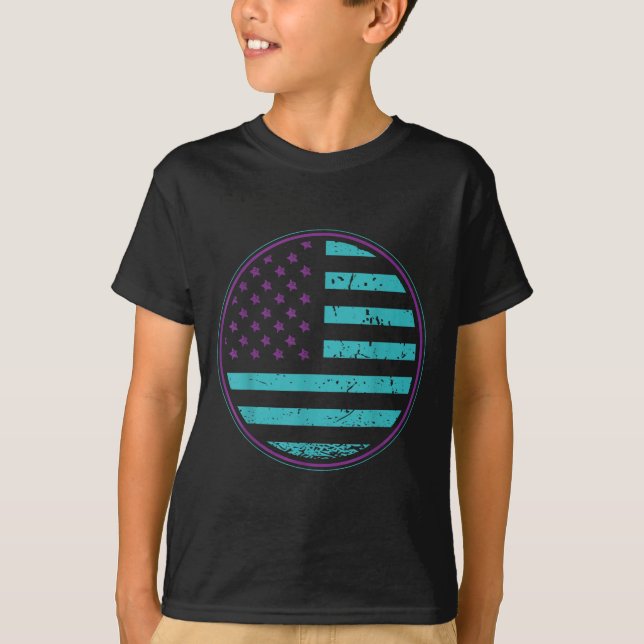 Suicide Prevention American Flag Wear Teal Purple  T-Shirt (Vorderseite)