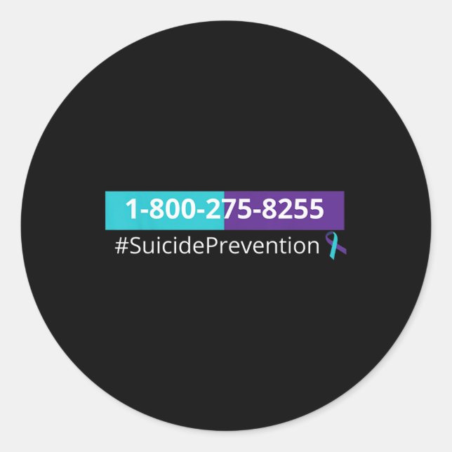 Suicide Prevention Awareness 1-800-273-8255  Runder Aufkleber (Vorderseite)
