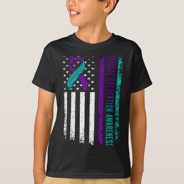 Suicide Prevention Awareness American Flag Ribbon  T-Shirt (Vorderseite)