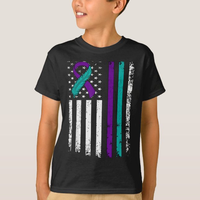 Suicide Prevention Awareness American Flag Ribbon  T-Shirt (Vorderseite)