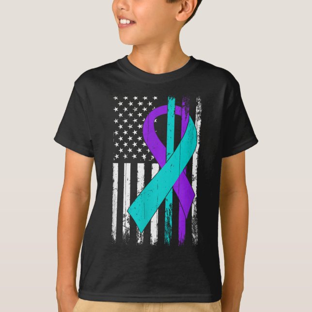 Suicide Prevention Awareness American Flag  T-Shirt (Vorderseite)