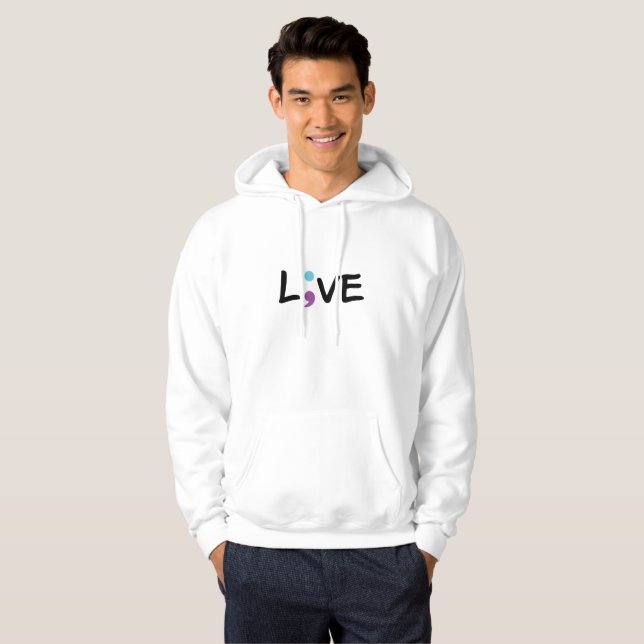 Suicide Prevention Awareness Semicolon Heartbeat Hoodie (Vorne ganz)