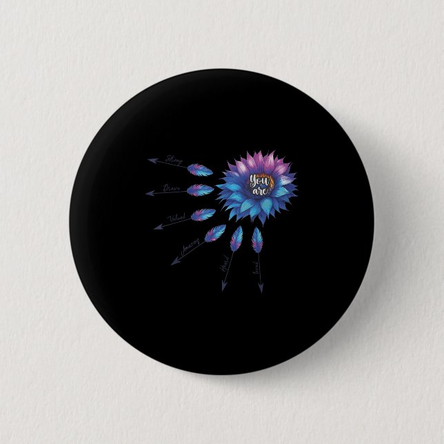 Suicide Prevention Awareness Sunflower You Are 988 Button (Vorderseite)