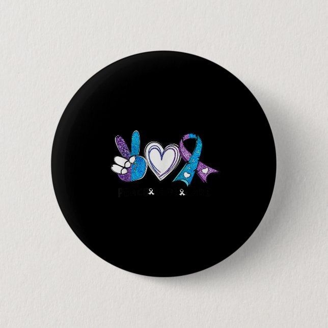 Suicide Prevention Awareness Teal &amp; Purple Rib Button (Vorderseite)