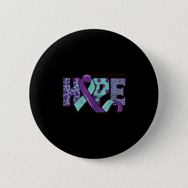 Suicide Prevention Awareness Teal &amp; Purple Rib Button (Vorderseite)