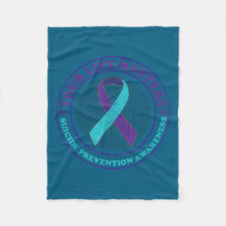 Suicide Prevention Awareness Teal &amp; Purple Rib Fleecedecke