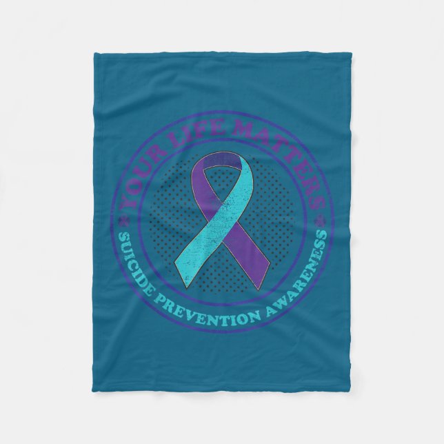 Suicide Prevention Awareness Teal &amp; Purple Rib Fleecedecke (Vorderseite)