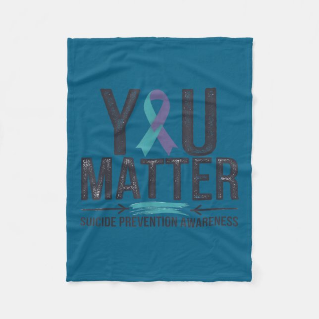 Suicide Prevention Awareness Teal &amp; Purple Rib Fleecedecke (Vorderseite)