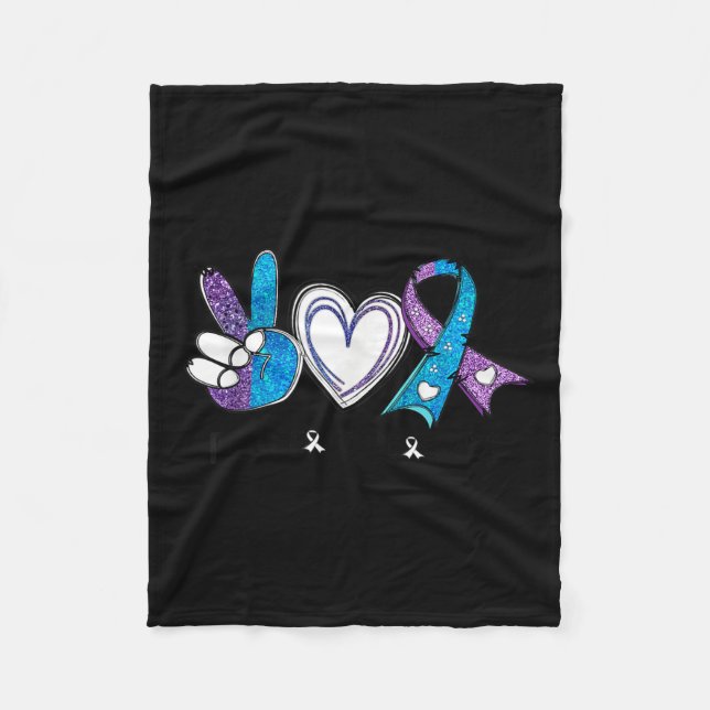 Suicide Prevention Awareness Teal &amp; Purple Rib Fleecedecke (Vorderseite)
