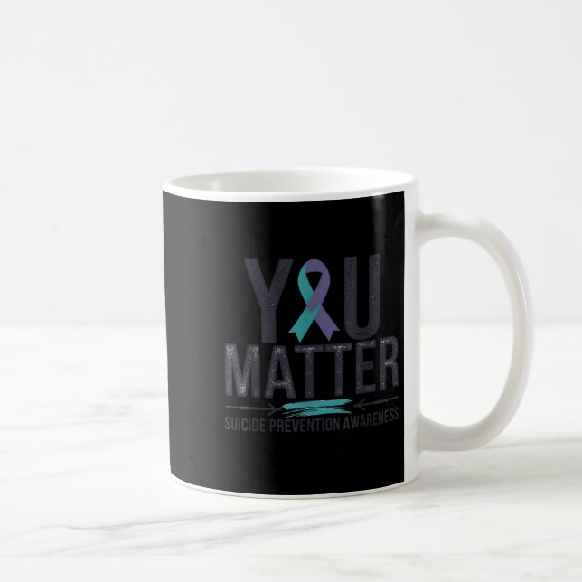 Suicide Prevention Awareness Teal &amp; Purple Rib Kaffeetasse (Rechts)