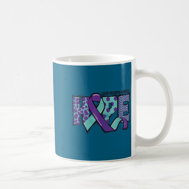 Suicide Prevention Awareness Teal &amp; Purple Rib Kaffeetasse (Rechts)