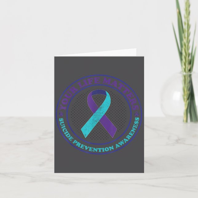 Suicide Prevention Awareness Teal &amp; Purple Rib Karte (Vorderseite)