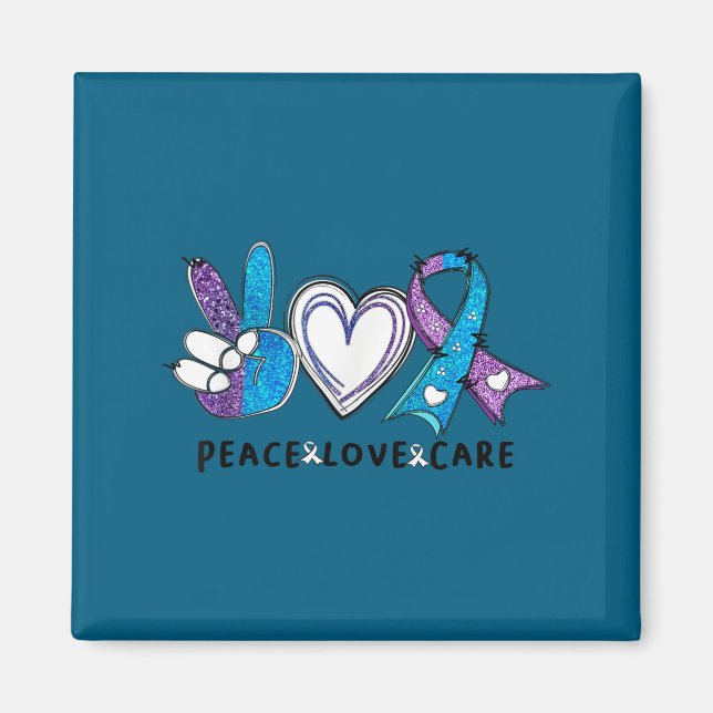 Suicide Prevention Awareness Teal &amp; Purple Rib Magnet (Vorne)