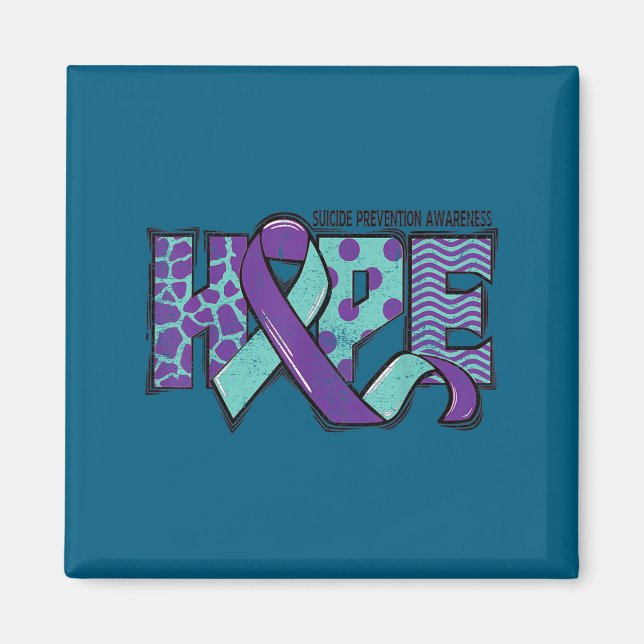 Suicide Prevention Awareness Teal &amp; Purple Rib Magnet (Vorne)