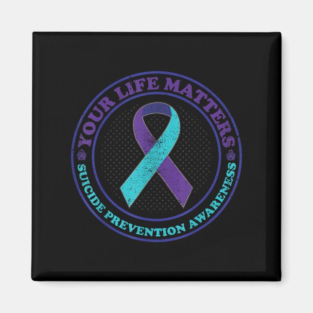 Suicide Prevention Awareness Teal &amp; Purple Rib Magnet (Vorne)