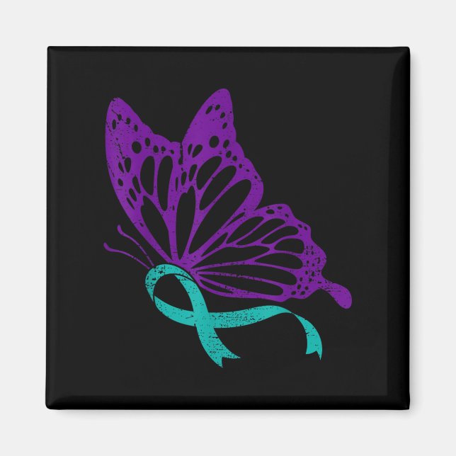 Suicide Prevention Awareness Teal &amp; Purple Rib Magnet (Vorne)