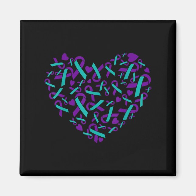 Suicide Prevention Awareness Teal &amp; Purple Rib Magnet (Vorne)