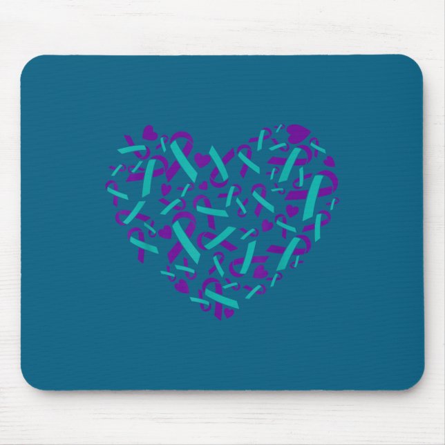 Suicide Prevention Awareness Teal &amp; Purple Rib Mousepad (Vorne)
