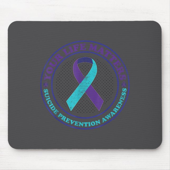 Suicide Prevention Awareness Teal &amp; Purple Rib Mousepad (Vorne)