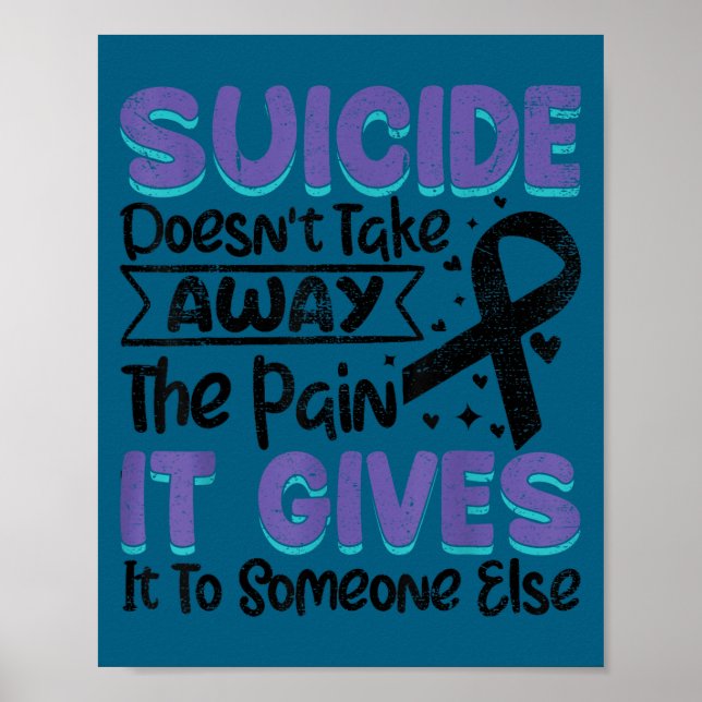 Suicide Prevention Awareness Teal &amp; Purple Rib Poster (Vorne)