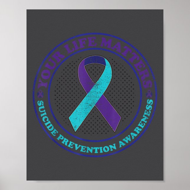 Suicide Prevention Awareness Teal &amp; Purple Rib Poster (Vorne)