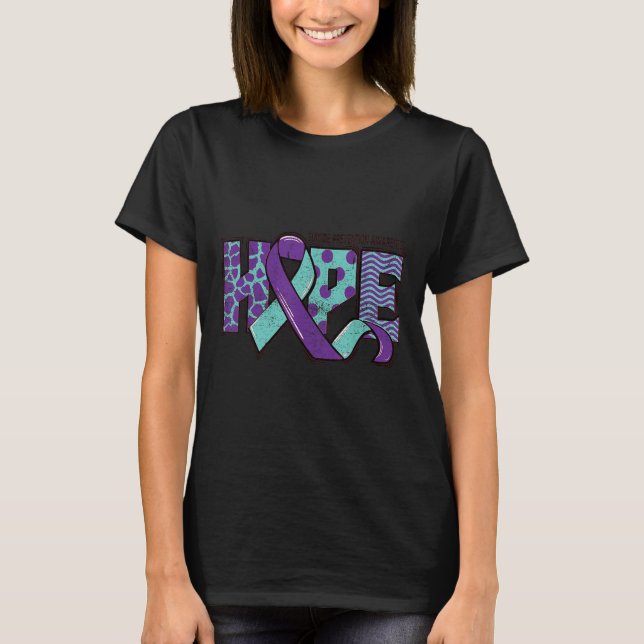 Suicide Prevention Awareness Teal &amp; Purple Rib T-Shirt (Vorderseite)